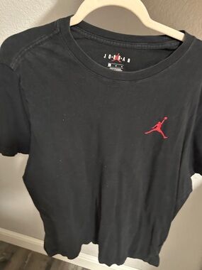Jordan Black Short-Sleeve Tee with Red Jumpman Chest Logo